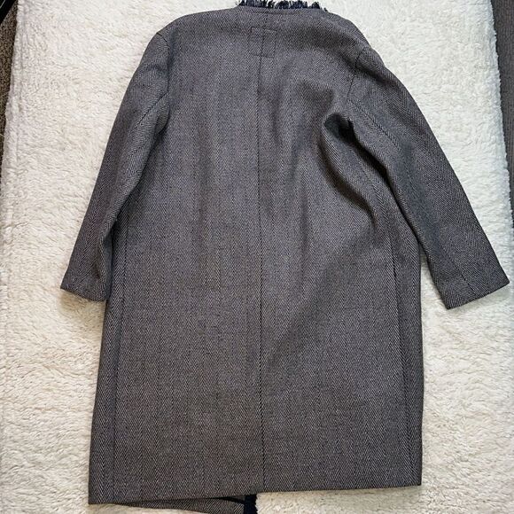 NWT Madewell Fringed Herringbone Robe Coat in Blue/Grey in size Small - Picture 6 of 12